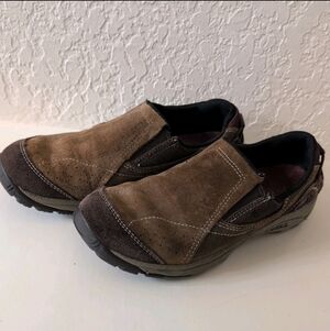 Merrell Womens Kamori Slip On Shoes Brown Dark Earth Leather Round Toe 8.5